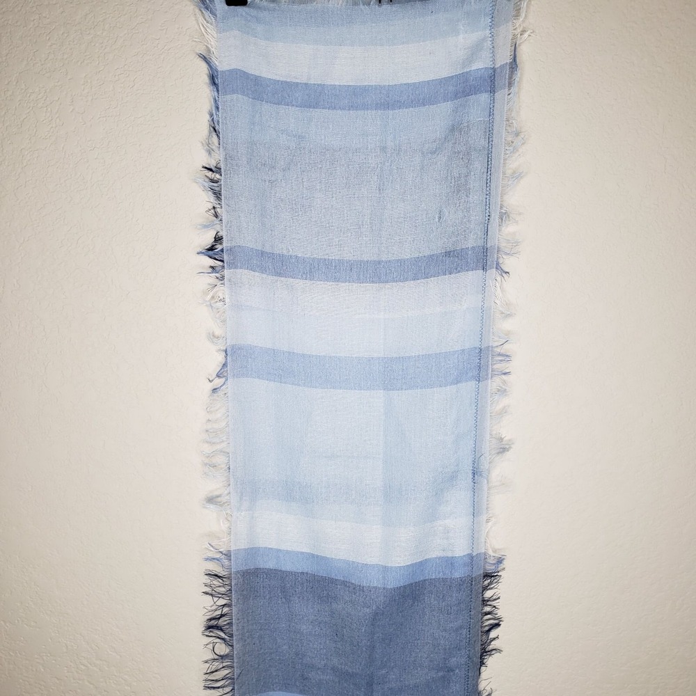 Christopher and Banks Scarf NWT Fringe on all sides and down middle blue plaid P